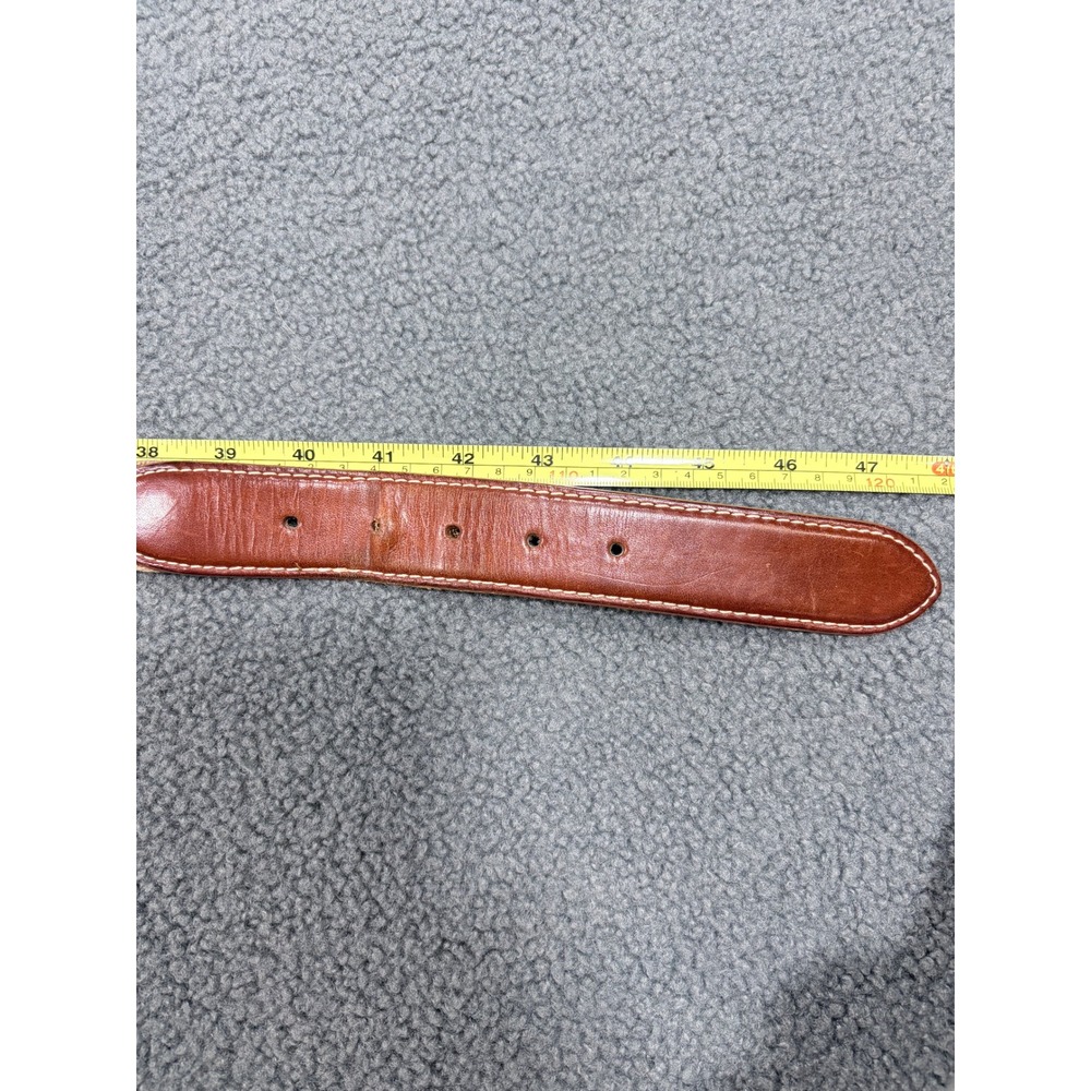 Orvis Belt Mens 42 Brown Canvas Leather Inlay Brass Buckle Made in USA 84ZL